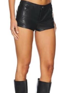 superdown Black Faux Leather High-Waist Shorts